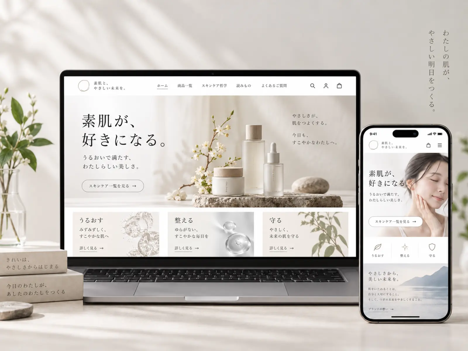 日文护肤品牌网站 PC 与手机端展示
