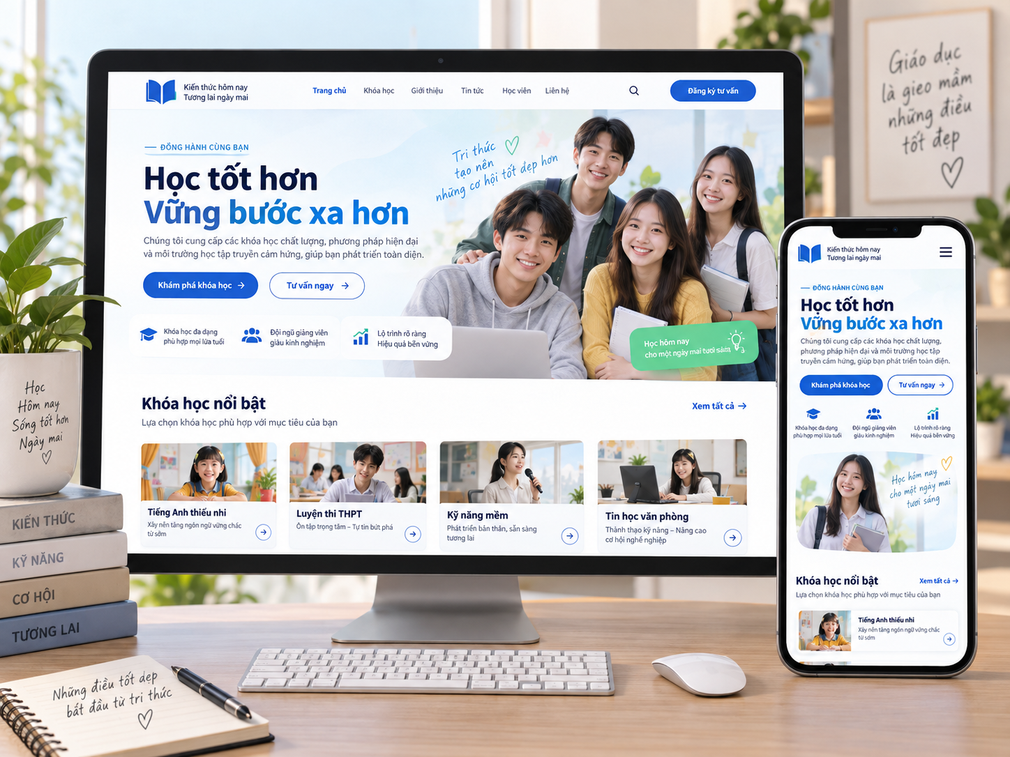 越南语教培网站 PC 与手机端展示
