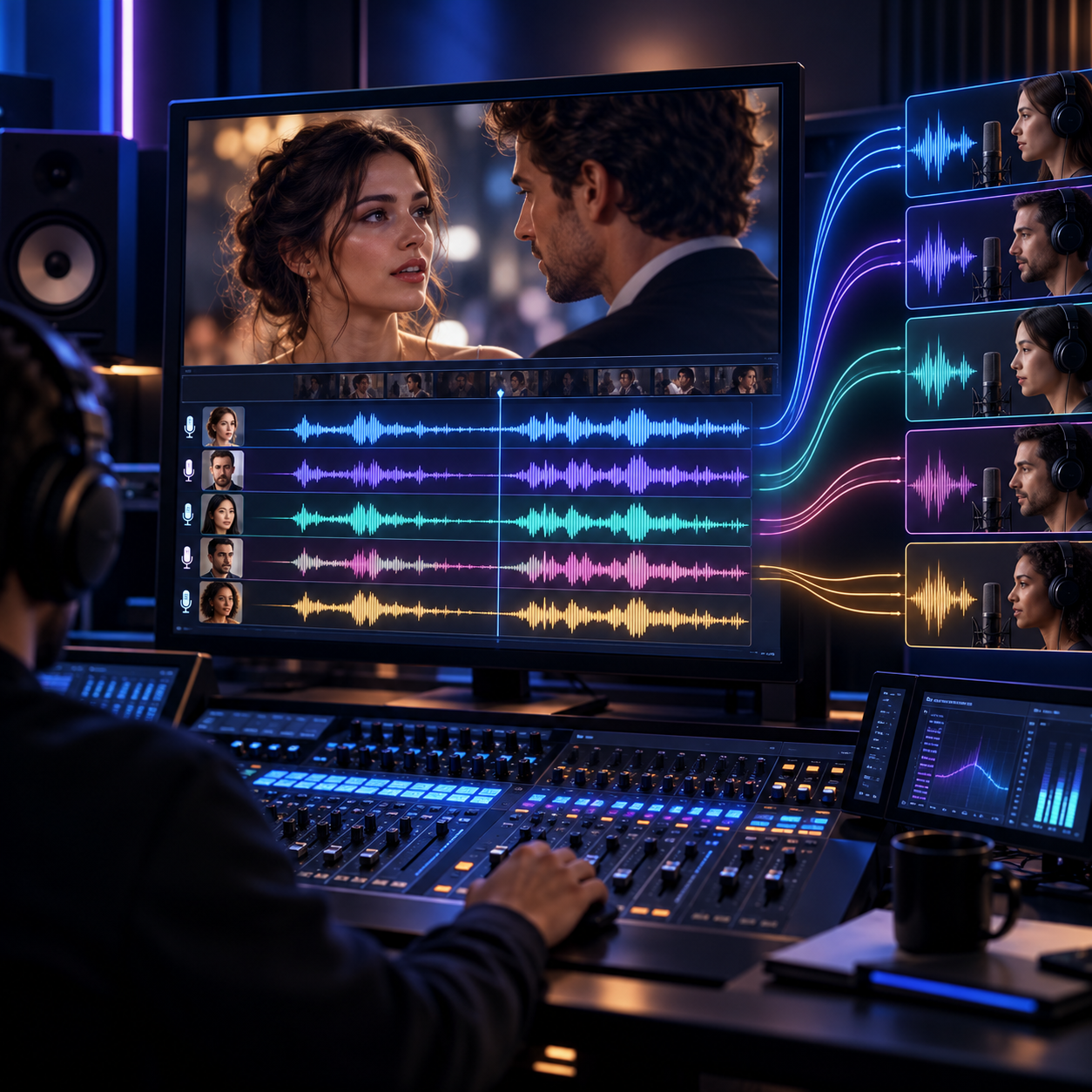 AI dubbing and audio mixing